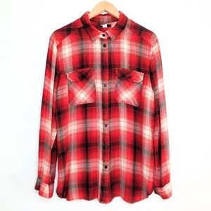 Urban Outfitters Red Plaid Flannel Button Up Large
